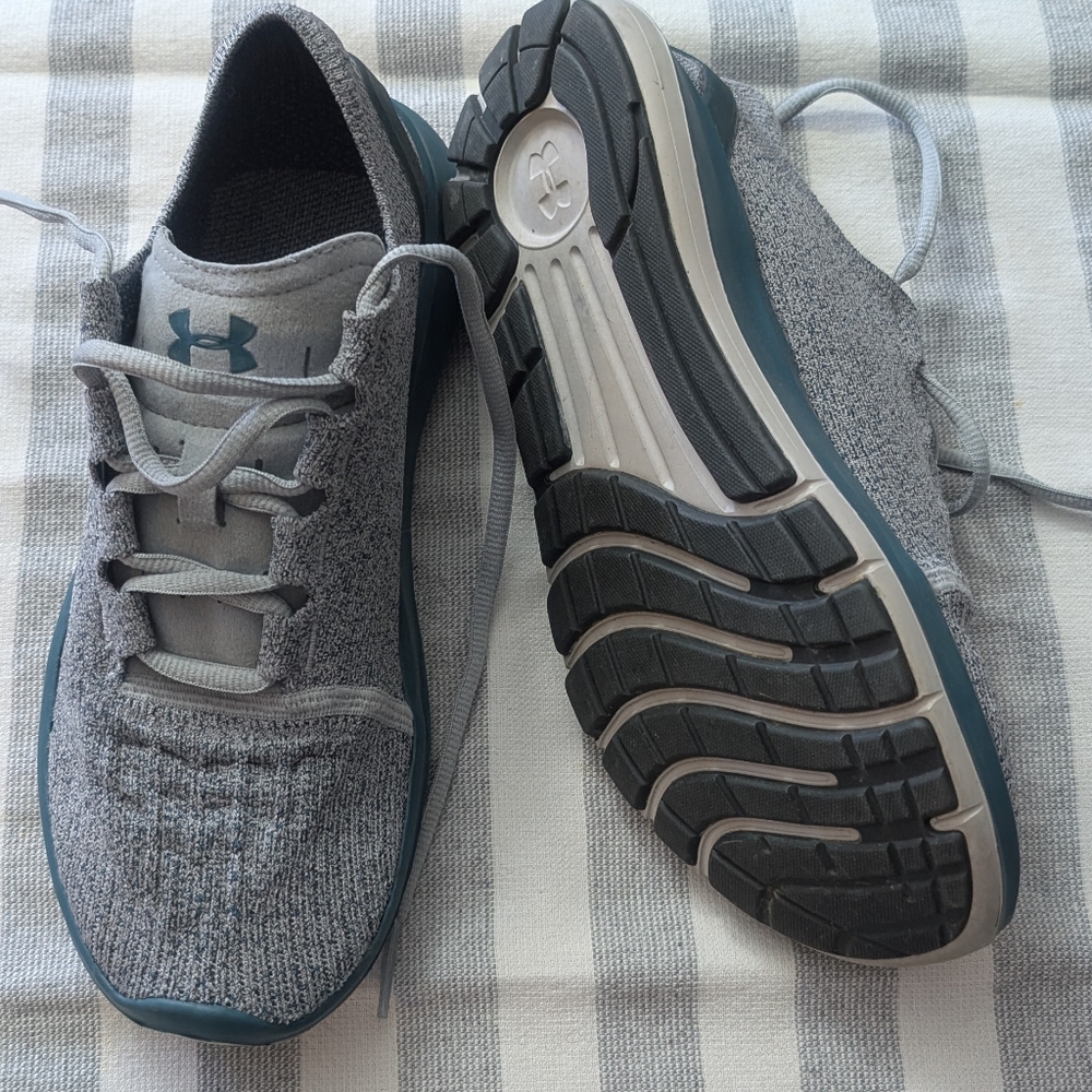 Under Armour Gray and Teal Sneakers - Picture 3 of 5